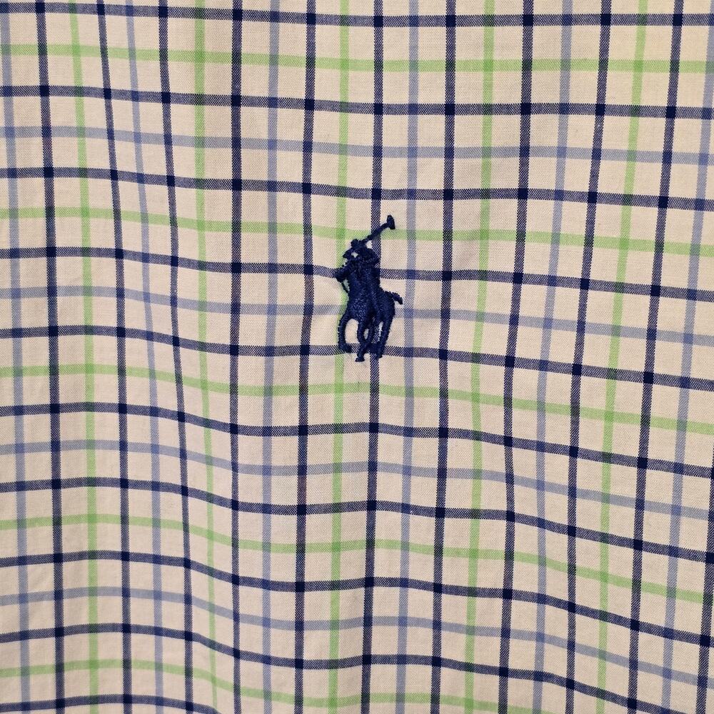 Ralph Lauren Button Down Shirt Mens Size XL Blue/Green Plaid Classic Fit Preppy - Picture 8 of 15